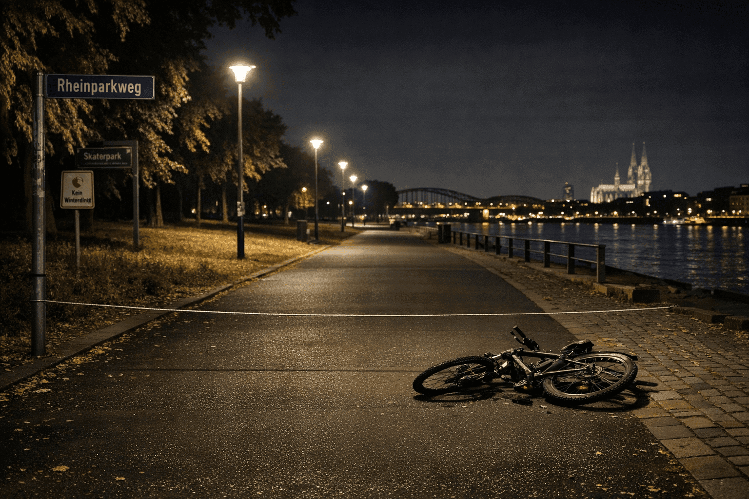 Seil über Fahrbahn gespannt: Radfahrer in Köln verletzt
