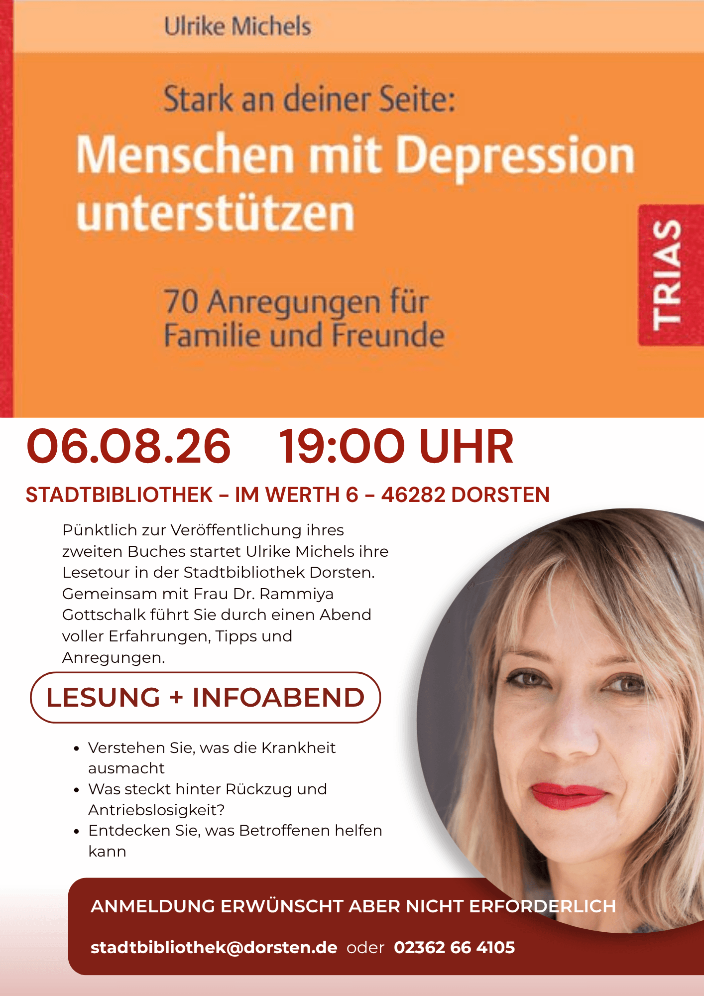Kostenlose Lesung mit Ulrike Michels in der Stadtbibliothek Dorsten
