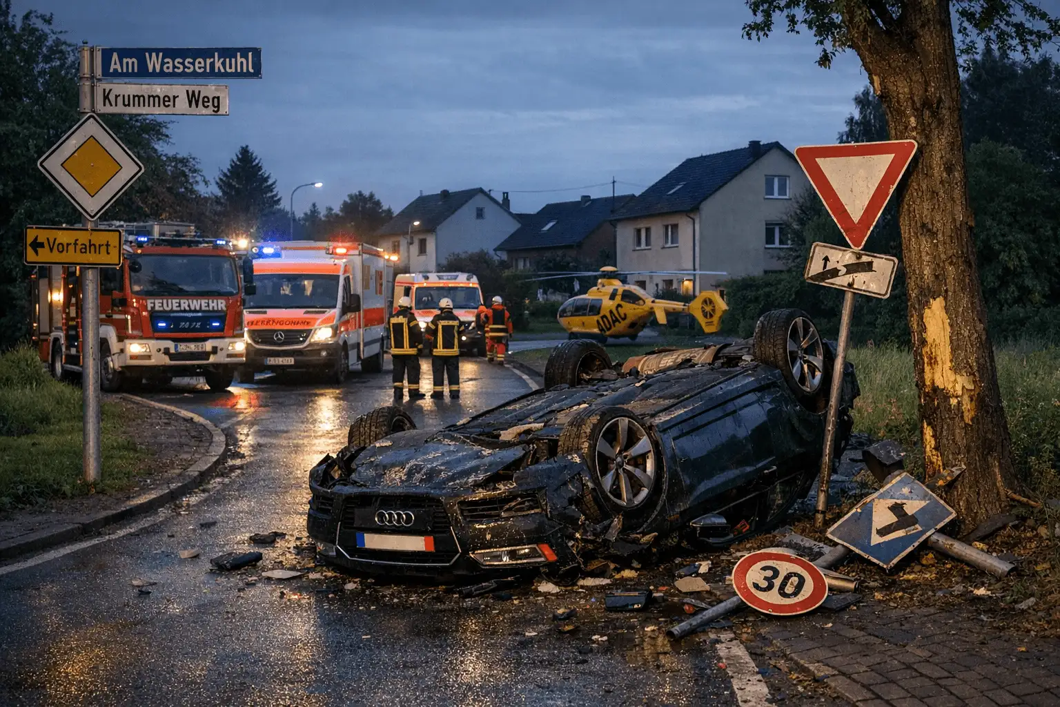 Audi überschlägt sich in Leverkusen